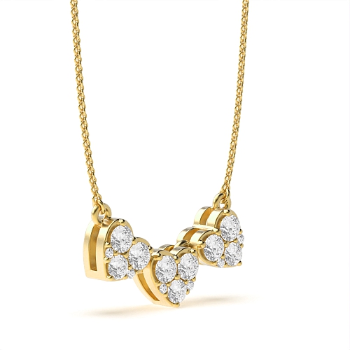 4 Prong Round Yellow Gold Radiant stud Pendant Necklaces