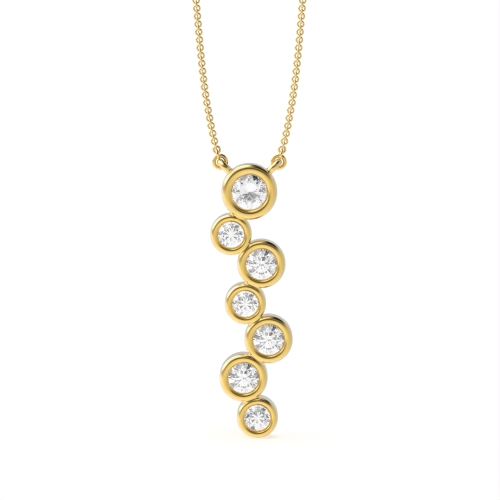 Bezel Setting Round Yellow Gold Multiple Pendant Necklaces