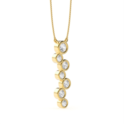 Bezel Setting Round Yellow Gold Multiple Pendant Necklaces