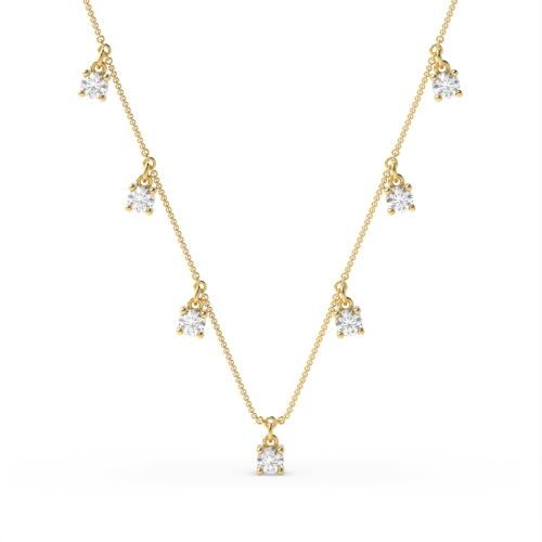 4 Prong Round Yellow Gold Multi basket Pendant Necklaces
