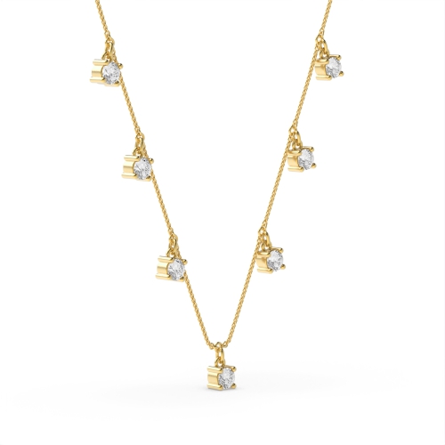 4 Prong Round Yellow Gold Multi basket Pendant Necklaces