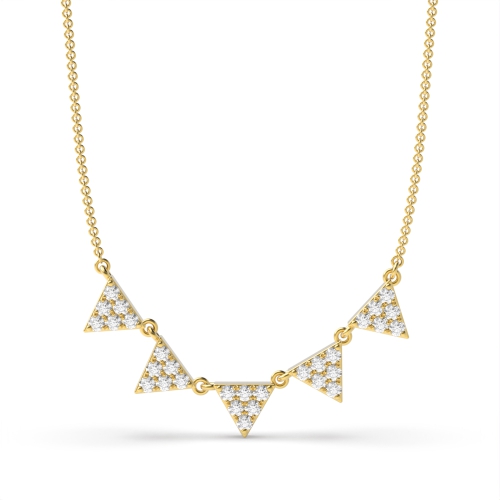4 Prong Round Yellow Gold 5 triangle Pendant Necklaces