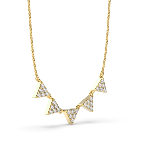 4 Prong Round Yellow Gold 5 triangle Pendant Necklaces
