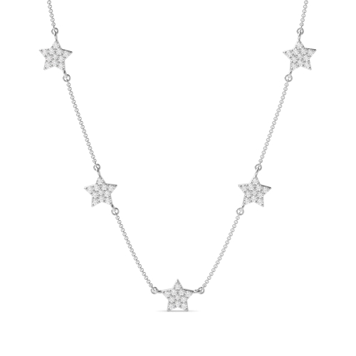 Pave Setting Round 5 star Naturally Mined Diamond Pendant Necklaces