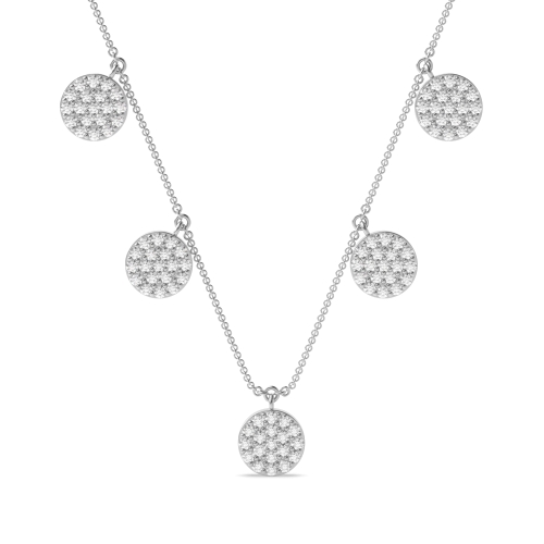 Pave Setting Round Small Lab Grown Diamond Pendant Necklaces