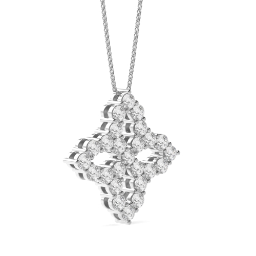 4 Prong Round Flower shaped Pendant Necklaces