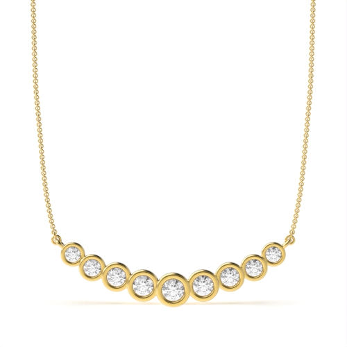 Bezel Setting Round Yellow Gold Twinkle stud Pendant Necklaces