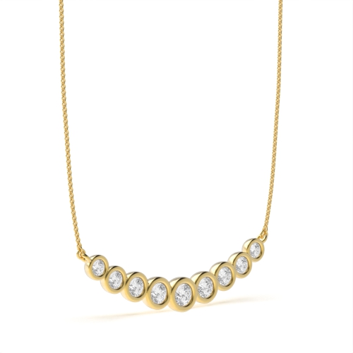 Bezel Setting Round Yellow Gold Twinkle stud Pendant Necklaces