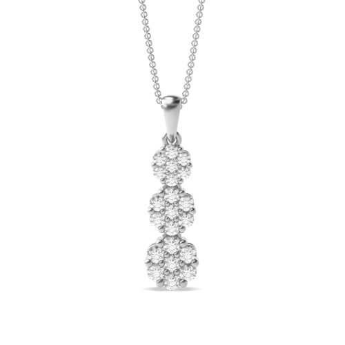 Pave Setting Round Glimmer glow Pendant Necklaces