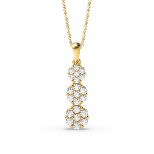 Pave Setting Round Yellow Gold Glimmer glow Pendant Necklaces