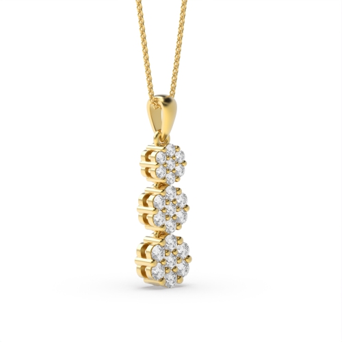 Pave Setting Round Yellow Gold Glimmer glow Pendant Necklaces