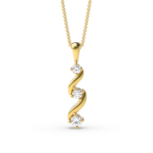 4 Prong Round Yellow Gold Luminoustrace Pendant Necklaces