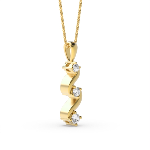 4 Prong Round Yellow Gold Luminoustrace Pendant Necklaces