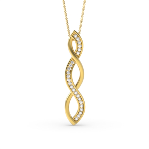 Pave Setting Round Yellow Gold Journey Pendant Necklaces