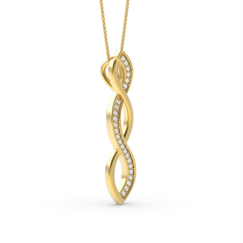 Pave Setting Round Yellow Gold Journey Pendant Necklaces