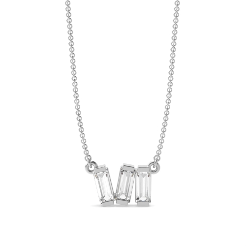 Channel Setting Baguette 3 stone Pendant Necklaces
