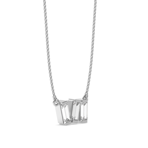 Channel Setting Baguette 3 stone Pendant Necklaces