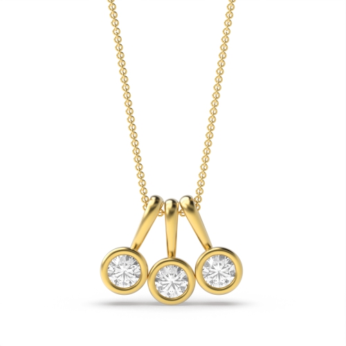 Bezel Setting Round Yellow Gold Shimmer Pendant Necklaces