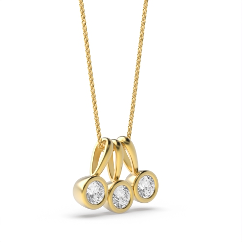 Bezel Setting Round Yellow Gold Shimmer Pendant Necklaces