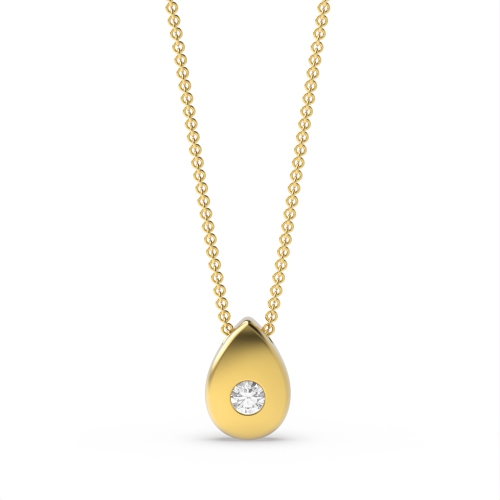 Bezel Setting Round Yellow Gold Sparkle Pendant Necklaces