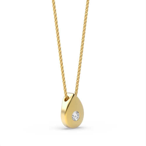 Bezel Setting Round Yellow Gold Sparkle Pendant Necklaces