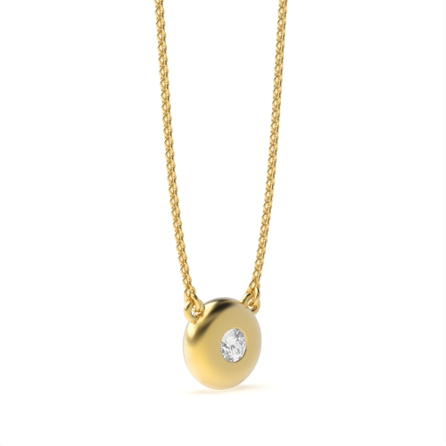 Bezel Setting Round Yellow Gold Centerthis Pendant Necklaces