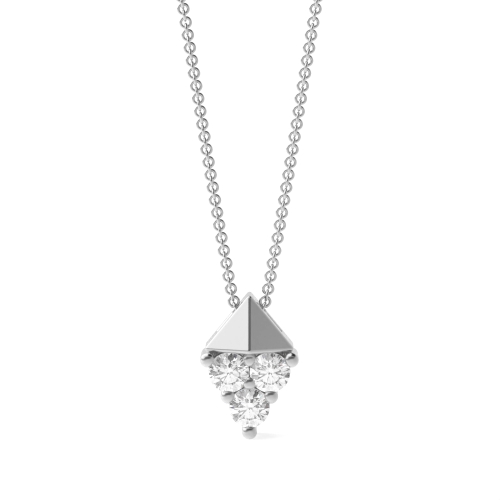 3 Prong Round Stud lustre Pendant Necklaces