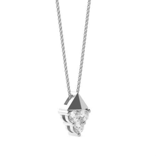 3 Prong Round Stud lustre Pendant Necklaces