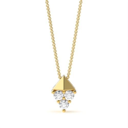 3 Prong Round Yellow Gold Stud lustre Pendant Necklaces