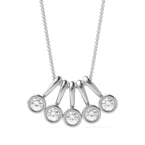Bezel Setting Round Glimmer beam Pendant Necklaces