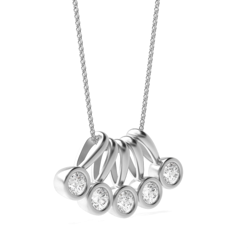 Bezel Setting Round Glimmer beam Pendant Necklaces