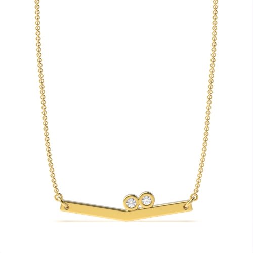 Bezel Setting Round Yellow Gold Stud shine Pendant Necklaces