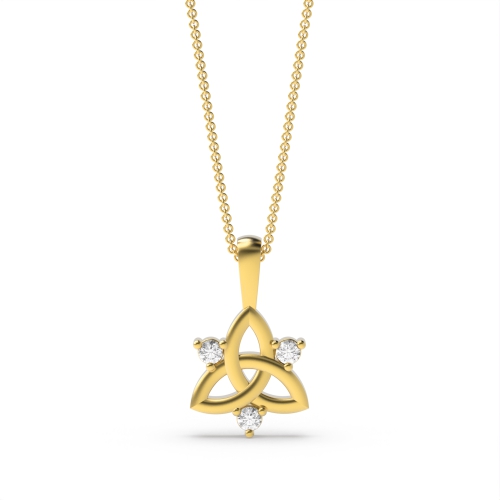 3 Prong Round Yellow Gold Trinity Pendant Necklaces