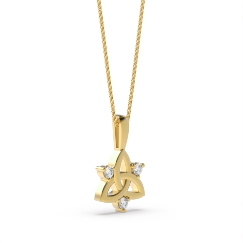 3 Prong Round Yellow Gold Trinity Pendant Necklaces