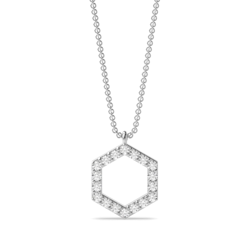 4 Prong Round Platinum Hexagon Designer Pendant Necklaces