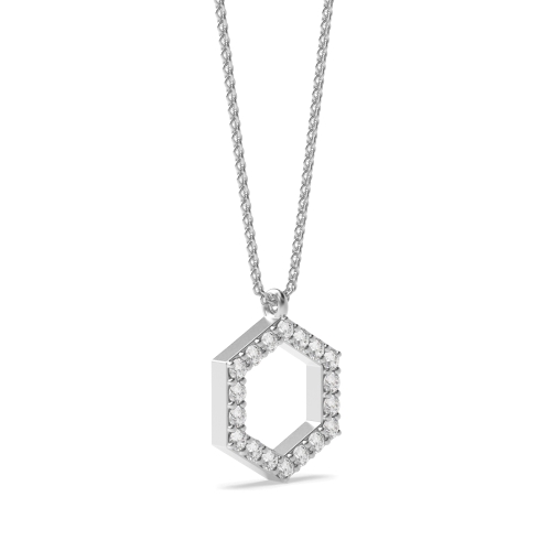 4 Prong Round Platinum Hexagon Designer Pendant Necklaces