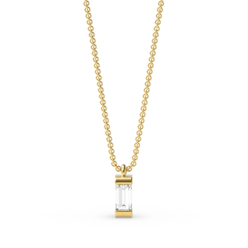 Channel Setting Baguette Yellow Gold Sparkle Pendant Necklaces