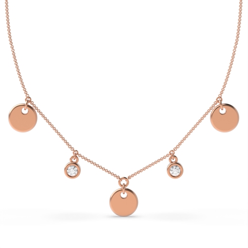Bezel Setting Round Rose Gold Plain disc and solitare Designer Pendant Necklaces