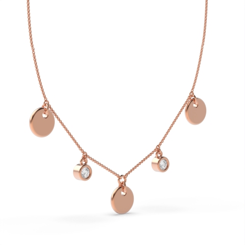 Bezel Setting Round Rose Gold Plain disc and solitare Designer Pendant Necklaces
