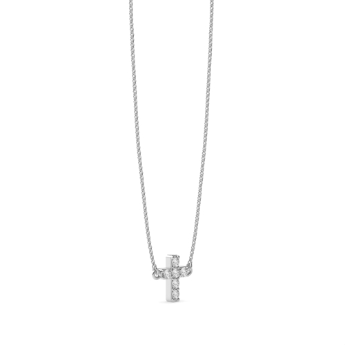 4 Prong Round Cross Pendant Necklace
