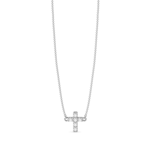 4 Prong Round Silver Pendant Necklaces