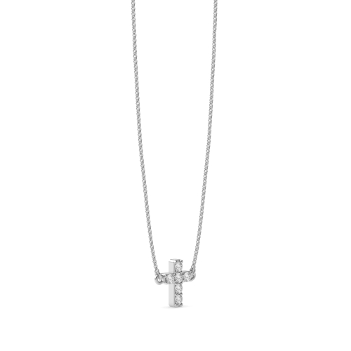 4 Prong Round Silver Pendant Necklaces
