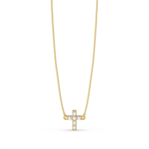 4 Prong Round Yellow Gold Pendant Necklaces