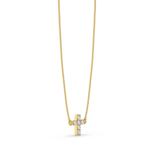 4 Prong Round Yellow Gold Pendant Necklaces
