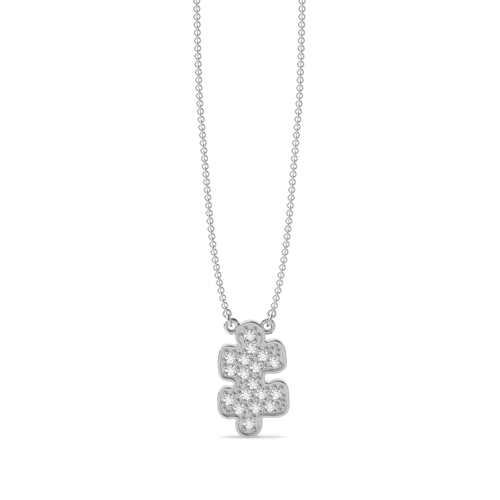 Pave Setting Round Silver Lustre Pendant Necklaces