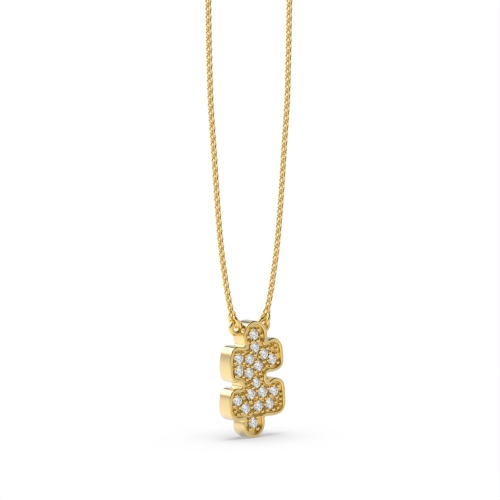 Pave Setting Round Yellow Gold Lustre Pendant Necklaces