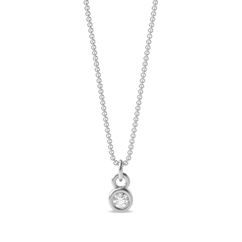1.5 carat  Bezel Setting Round Rub over Solitaire Pendant Necklaces