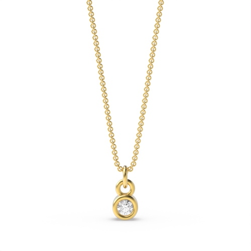 Bezel Setting Round Yellow Gold Rub over Pendant Necklaces