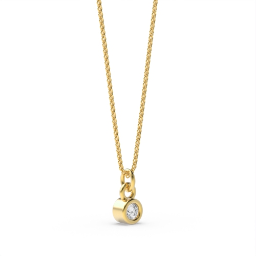 Bezel Setting Round Yellow Gold Rub over Pendant Necklaces