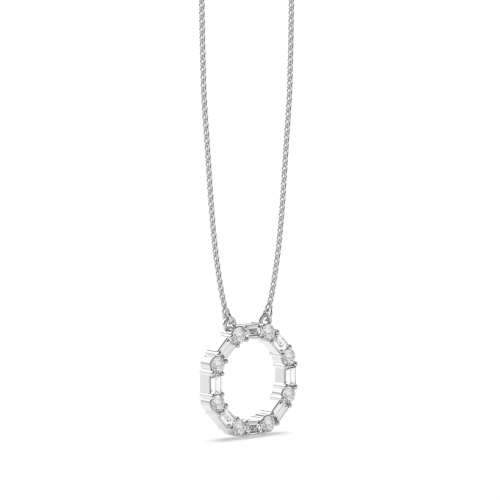 4 Prong Baguette Silver Pendant Necklaces